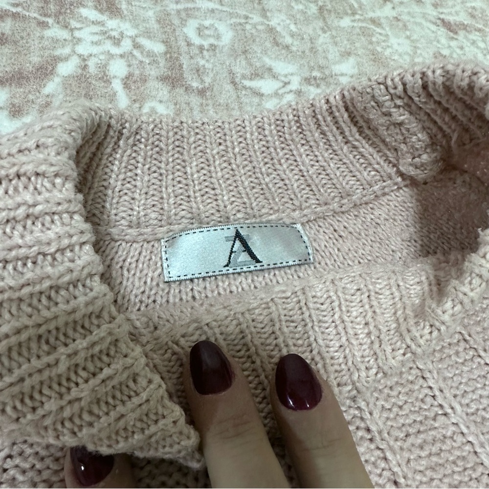 Blush Pink Pom Pom Balloon Sleeve Sweater - Picture 9 of 9